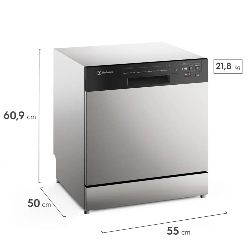 Lava-Louça Electrolux Inox com 8 Serviços, 8 Programas de Lavagem - LS08E