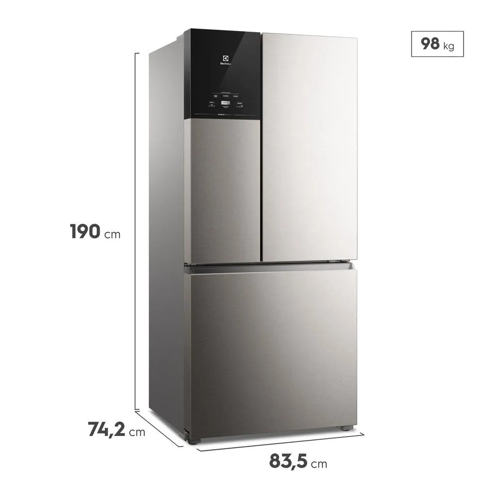 Refrigerador Multidoor Efficient Electrolux de 03 Portas Frost Free com 590 Litros AutoSense e Inverter Inox IM8S