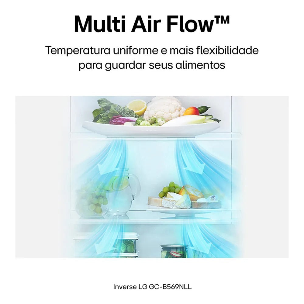 Refrigerador Inverse LG de 02 Portas Frost Free com 451 Litros Platinum Inox - GCB569NLL