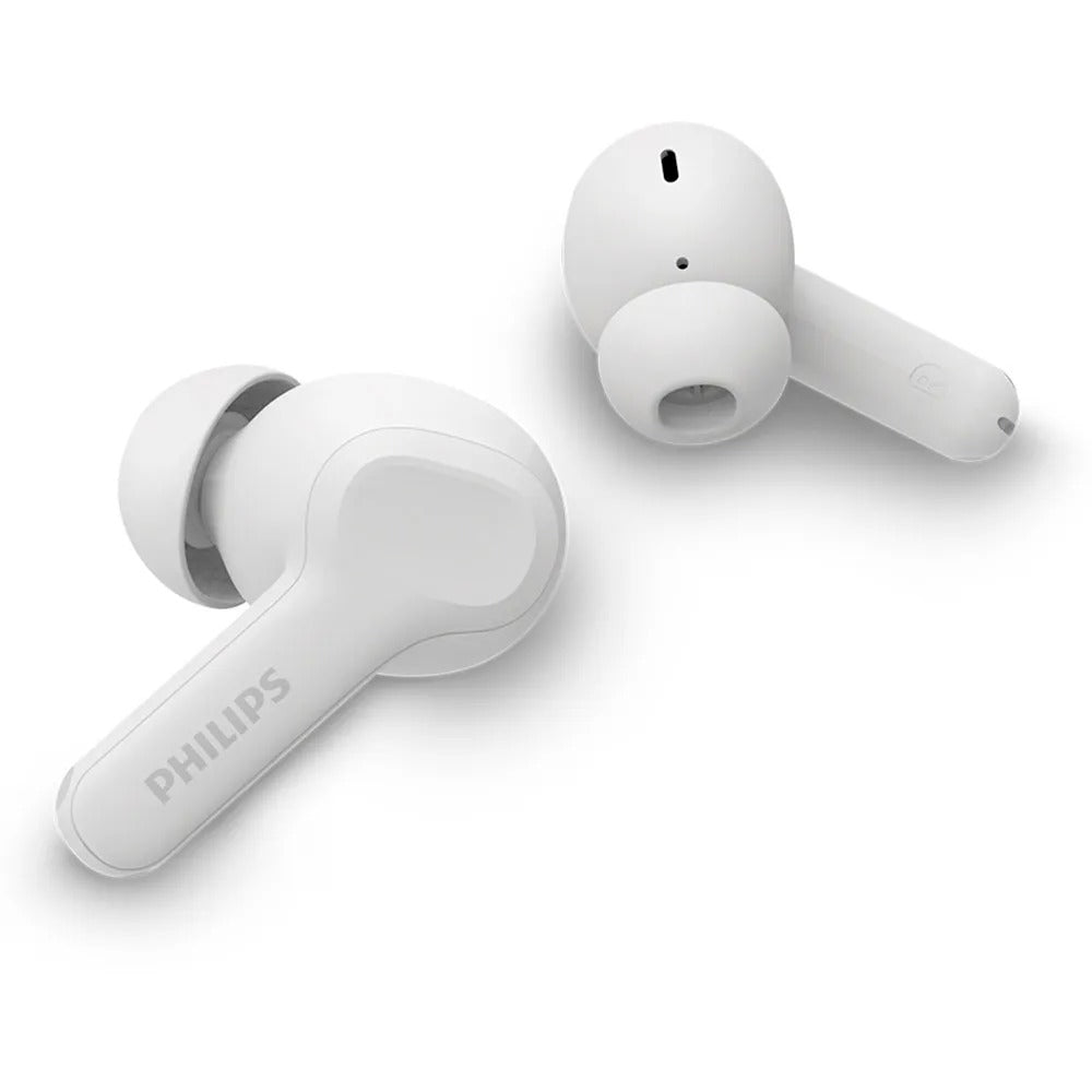 Fone de Ouvido Sem Fio Bluetooth Philips TWS Intra-auricular Branco com Microfone, IPX4