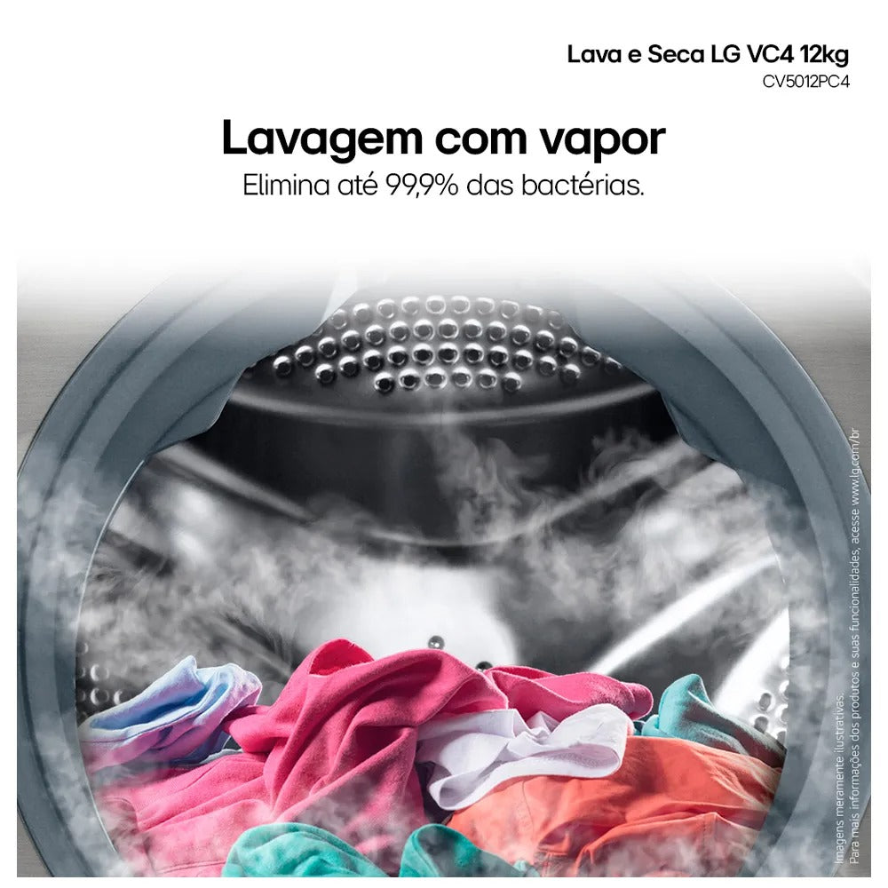 Lava e Seca Smart LG VC4 12kg Inox Look com AIDD™ CV5012PC4A
