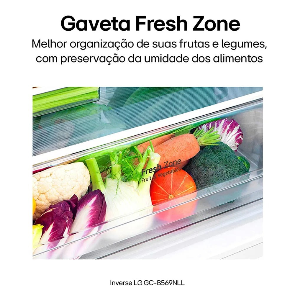 Refrigerador Inverse LG de 02 Portas Frost Free com 451 Litros Platinum Inox - GCB569NLL