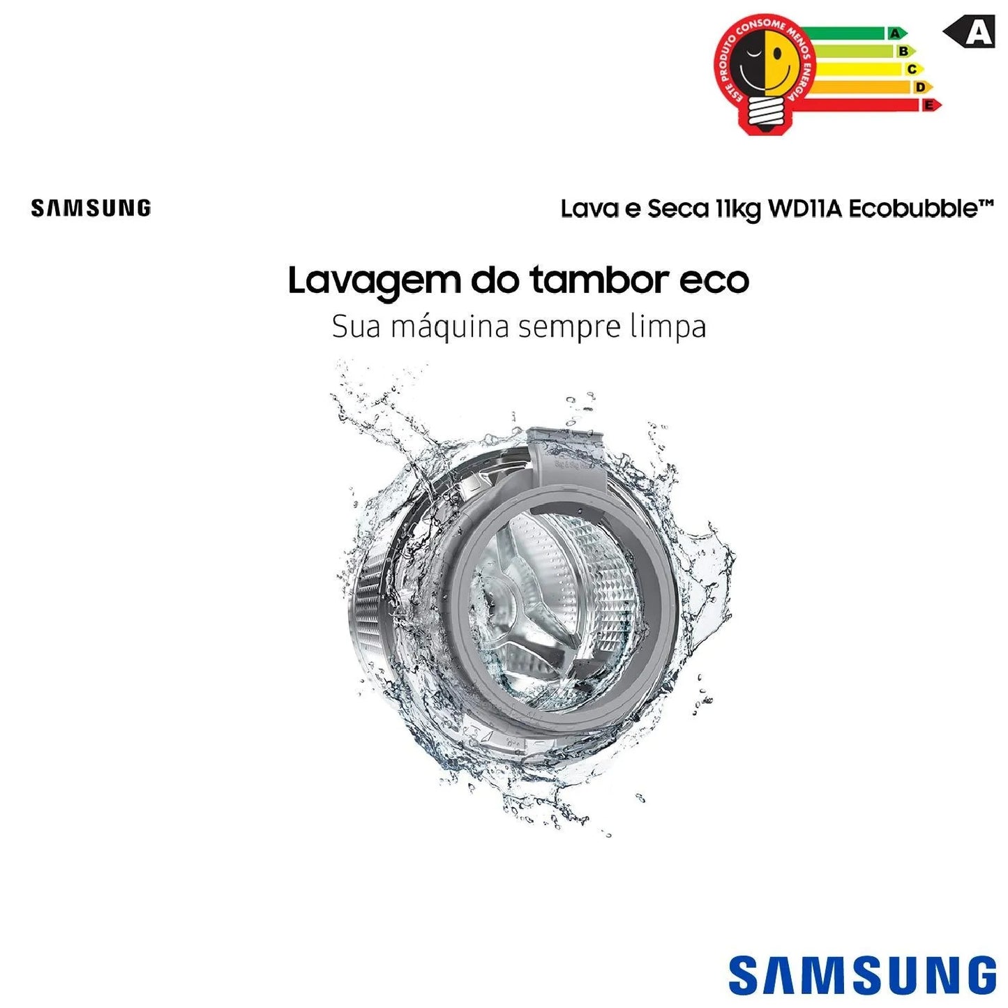 Lava & Seca 11 Kg Samsung Inox com 12 Programas de Lavagem - WD11A4453BX