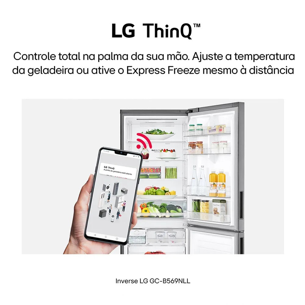Refrigerador Inverse LG de 02 Portas Frost Free com 451 Litros Platinum Inox - GCB569NLL