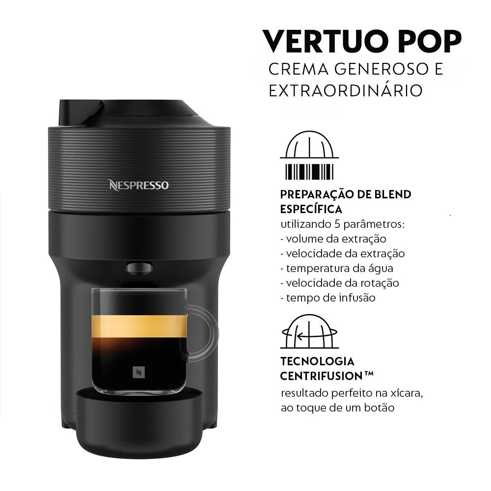 Cafeteira Nespresso Vertuo POP Preta para Café Espresso Manual - GCV2BR