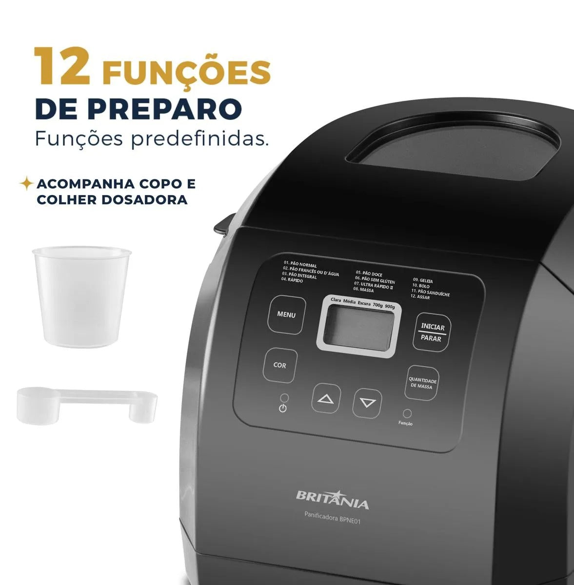 Panificadora Britânia Digital 12 Programas 3L BPNE01