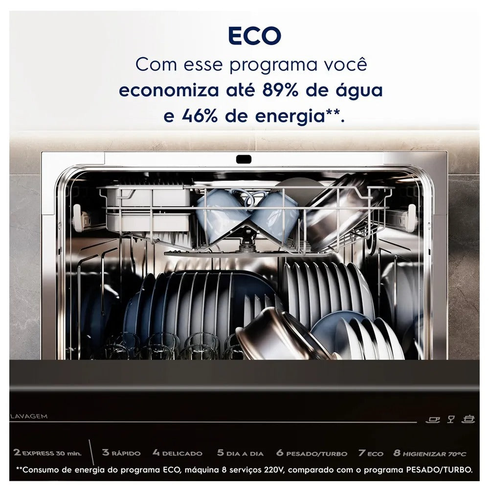 Lava-Louça Electrolux Inox com 8 Serviços, 8 Programas de Lavagem - LS08E