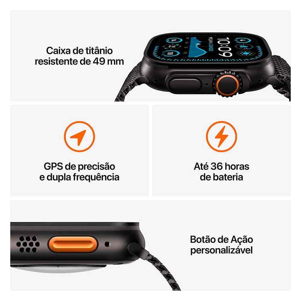 Apple Watch Ultra 2 (GPS + Cellular 49mm) Caixa Natural de Titânio com Pulseira Loop Trail Azul - M/G