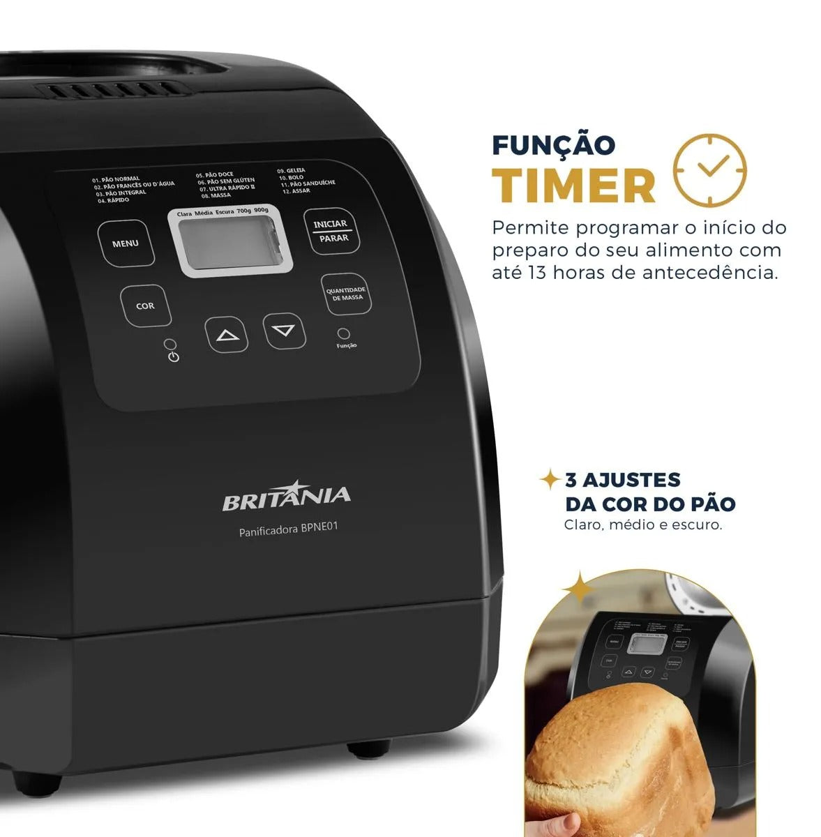 Panificadora Britânia Digital 12 Programas 3L BPNE01