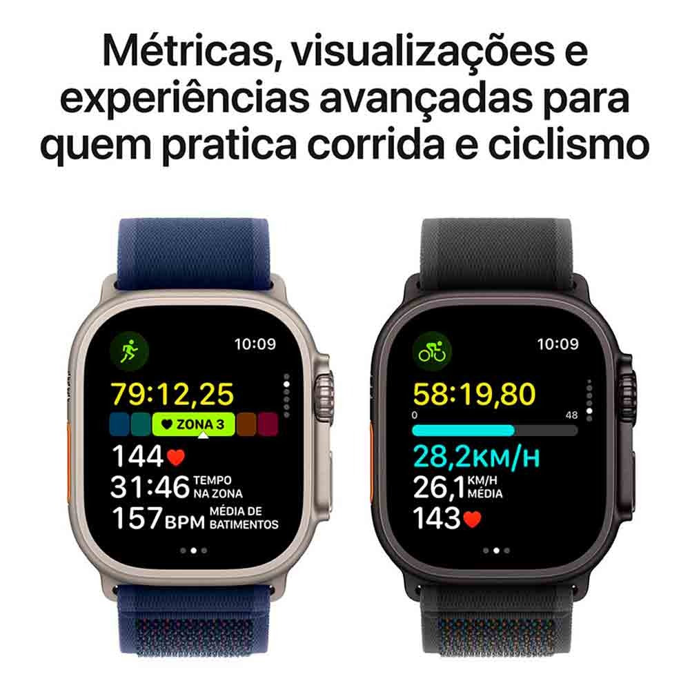 Apple Watch Ultra 2 (GPS + Cellular 49mm) Caixa Natural de Titânio com Pulseira Loop Trail Azul - M/G