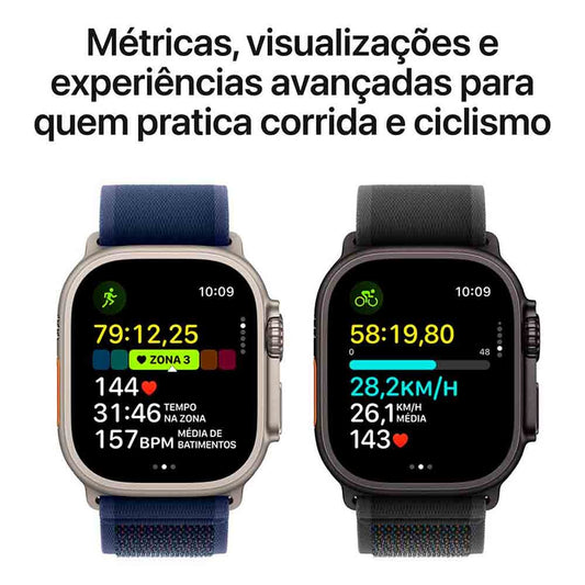 Apple Watch Ultra 2 (GPS + Cellular 49mm) Caixa Natural de Titânio com Pulseira Loop Trail Azul - M/G