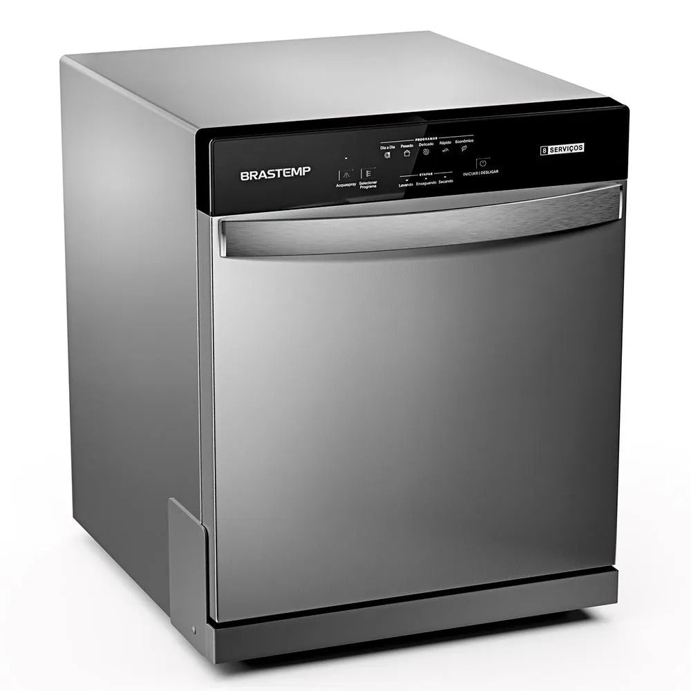 Lava Louças Brastemp Cinza Metálico com 08 Serviços e 05 Programas de Lavagem - BLF08B