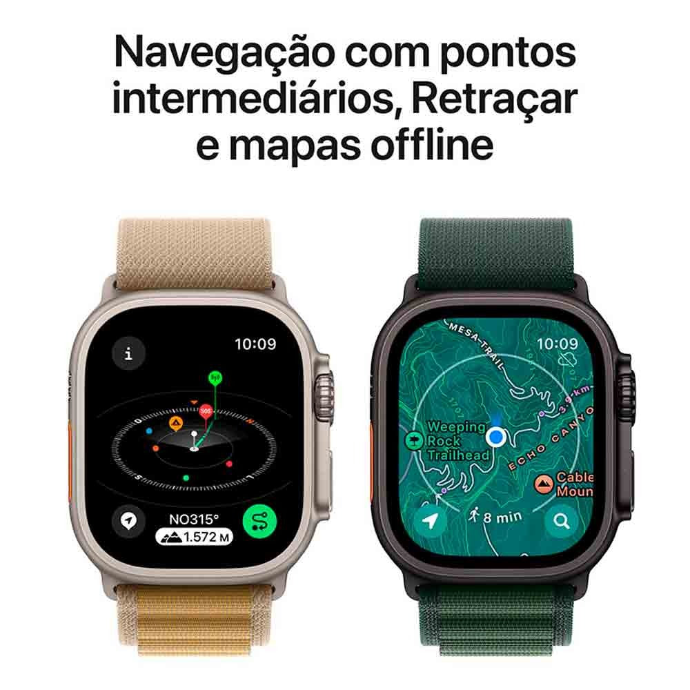 Apple Watch Ultra 2 (GPS + Cellular 49mm) Caixa Natural de Titânio com Pulseira Loop Trail Azul - M/G