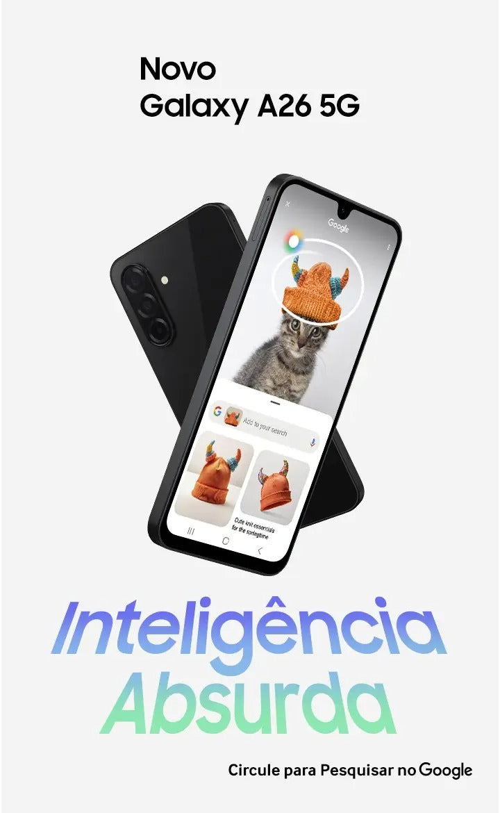 Celular Samsung Galaxy A26 5G 256GB, 8GB RAM, Câmera de 50MP, IP67, Tela Super AMOLED 6.7", NFC