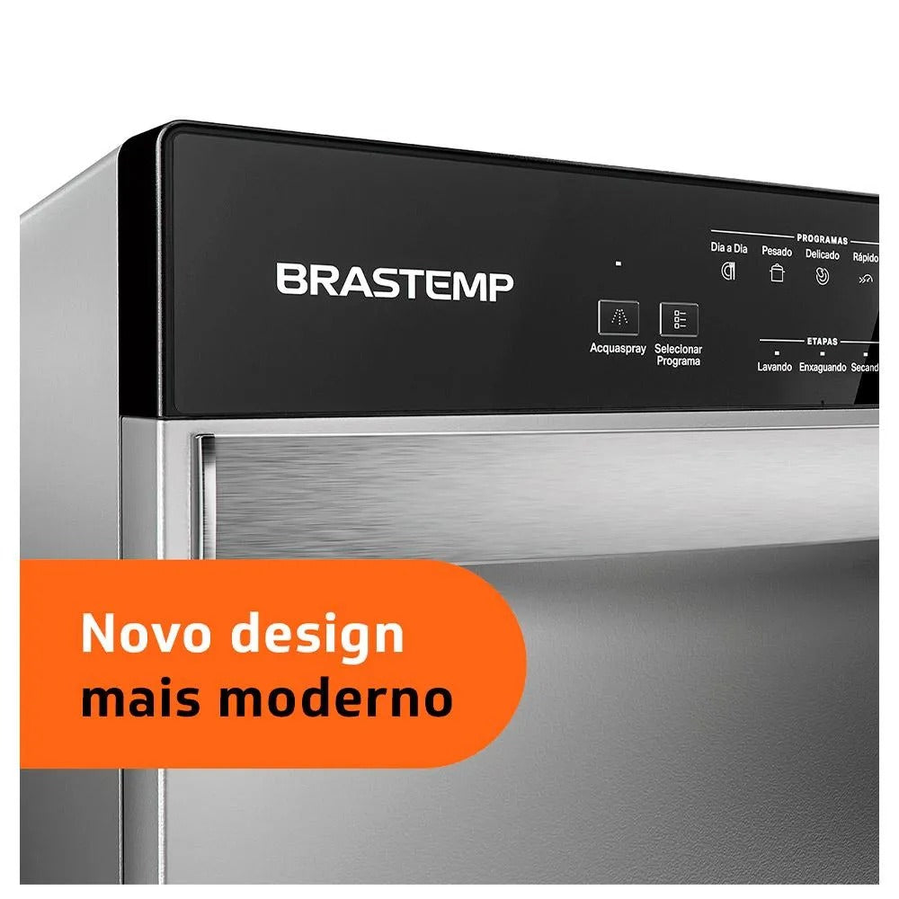 Lava Louças Brastemp Cinza Metálico com 08 Serviços e 05 Programas de Lavagem - BLF08B